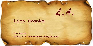 Lics Aranka névjegykártya